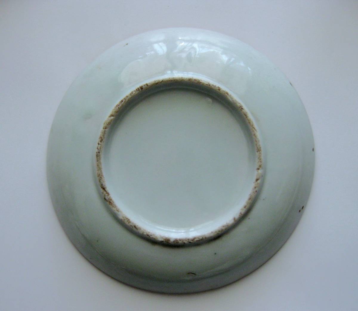 大正・昭和　陶器製　中古　レトロ品　渋い色合い　中皿　4枚　松・花の柄　（A3)_（≒・㎝●ｇ)径16　高さ3　●1180ｇ