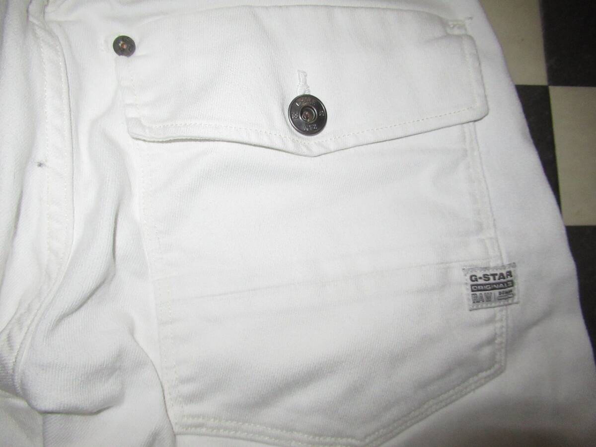 ★G-Star RAW★良品　26/30　5620 HERITAGE EMBRO STRAIGHT TAPERED WMN　白　96　クロップドデニム_画像4