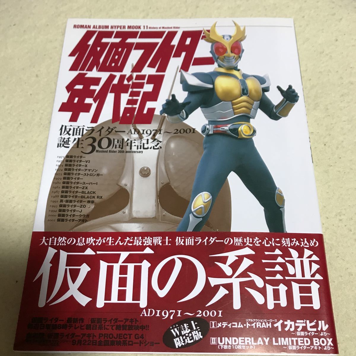 貴重！ロマン アルバム ハイパー ムック11 　仮面ライダー 年代記 誕生30周年記念 1号、2号、V3、ライダーマン、X、クウガ、アギト ほか_画像1