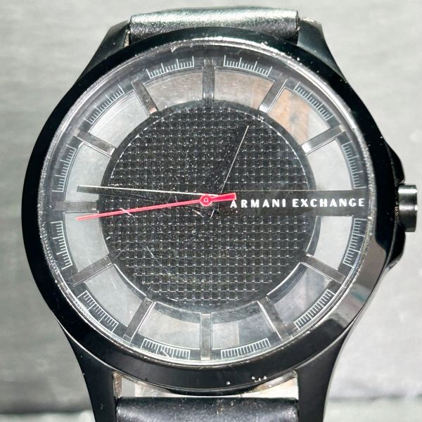 Armani Exchange アルマーニエクスチェンジ AX2180 腕時計 クオーツ アナログ ステンレススチール レザーベルト スケルトン 電池交換済みの画像3