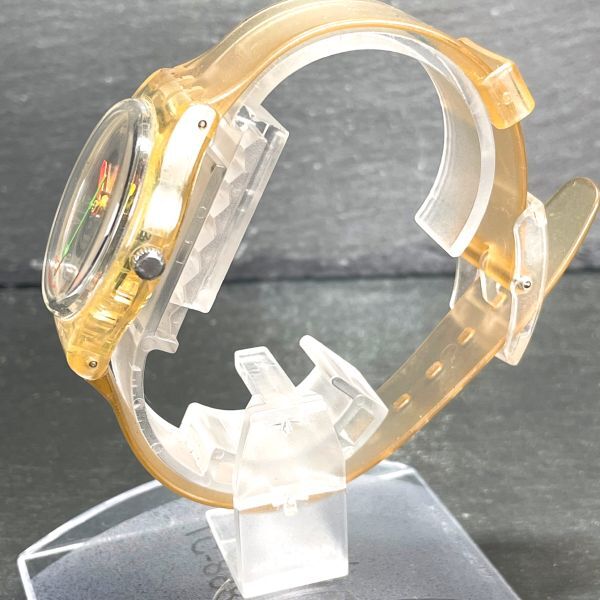 SWATCH Swatch AG1999 наручные часы каркас кварц аналог 3 стрелки прозрачный желтый силикон частота унисекс для мужчин и женщин батарейка заменена 