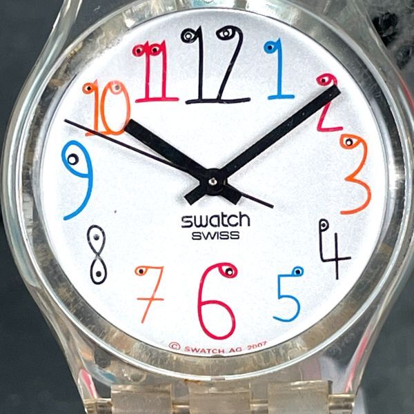 SWATCH スウォッチ AG2007 腕時計 クオーツ アナログ 3針 スケルトン シリコンバンド ユニセックス 男女兼用 電池交換済み 動作確認済み_画像3