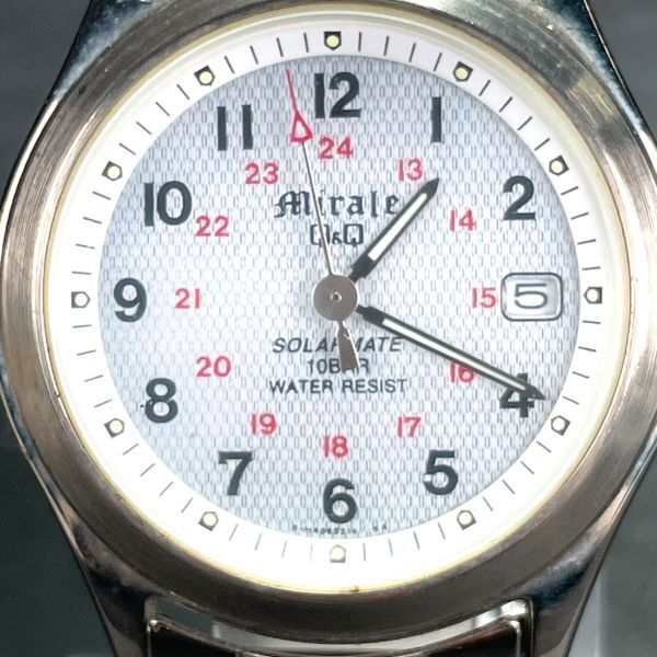 CITIZEN Citizen Q&Q наручные часы нержавеющая сталь солнечный серебряный белый циферблат 3 стрелки календарь дыра ro ground metal 