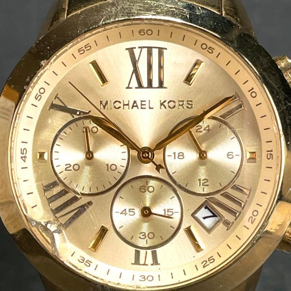 MICHAEL KORS マイケルコース MK-5777 腕時計 クオーツ アナログ 多機能 ゴールド文字盤 カレンダー ステンレススチール ラウンド 3針_画像3