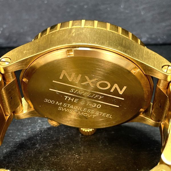 NIXON ニクソン 51-30 腕時計 クオーツ アナログ ステンレススチール ゴールド メンズ タイドグラフ 多機能 新品電池交換済み 動作確認済み_画像7