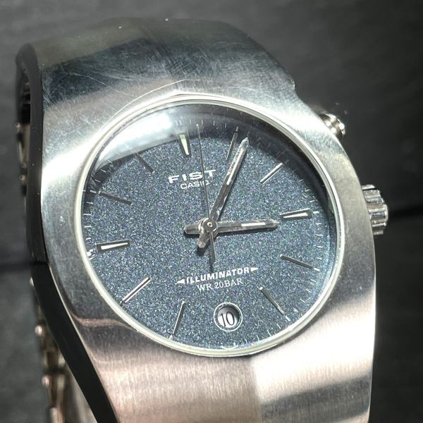  прекрасный товар CASIO Casio FISTfi -тактный MD-784 наручные часы аналог кварц календарь темно-синий нержавеющая сталь новый товар батарейка заменен рабочее состояние подтверждено 