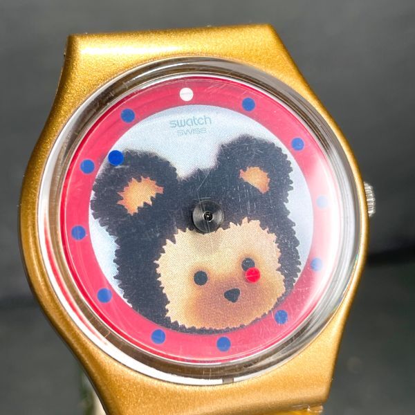 美品 SWATCH スウォッチ AG1997 腕時計 アナログ クオーツ スケルトン ラバーバンド ユニセックス ゴールド 新品電池交換済み 動作確認済み_画像2