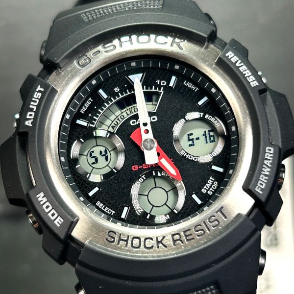 新品 CASIO カシオ G-SHOCK ジーショック AW-590-1AJF 腕時計 クオーツ アナデジ 多機能 ブラック×レッド ステンレススチール メンズ_画像1