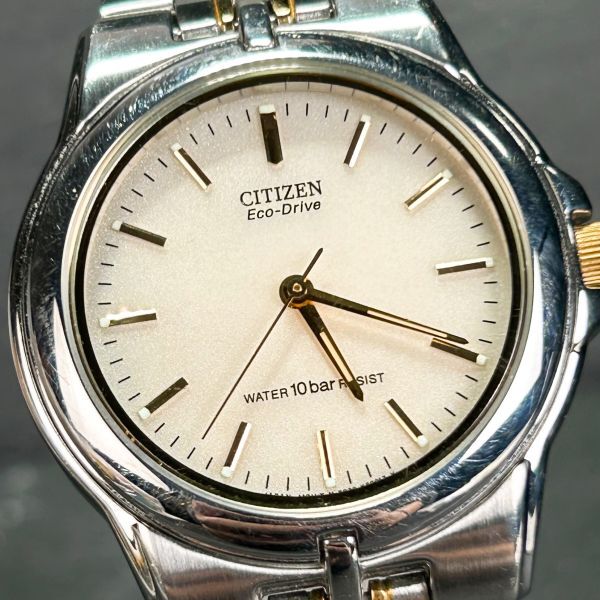 美品 CITIZEN シチズン エコドライブ E030-K16253 腕時計 ソーラー アナログ ３針 シルバー×ゴールド コンビカラー メンズ 動作確認済み_画像1