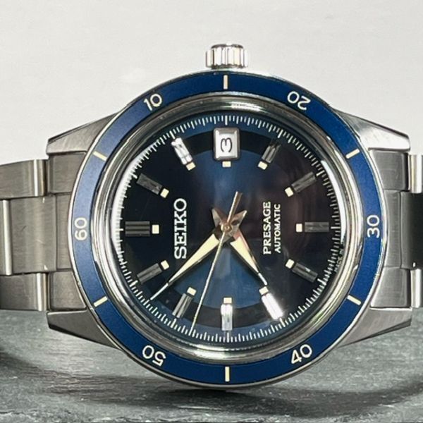 新品 SEIKO セイコー PRESAGE プレサージュ 腕時計 自動巻き SRPG05J1 メカニカル アナログ ブルー カレンダー ステンレス 海外モデル_画像5