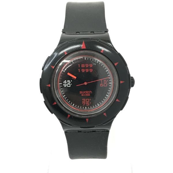 SWATCH スウォッチ 100x100 Milan AG1999 SHB106 腕時計 アナログ クオーツ ブラック レッド ラバーベルト 新品電池交換済み 動作確認済み_画像3