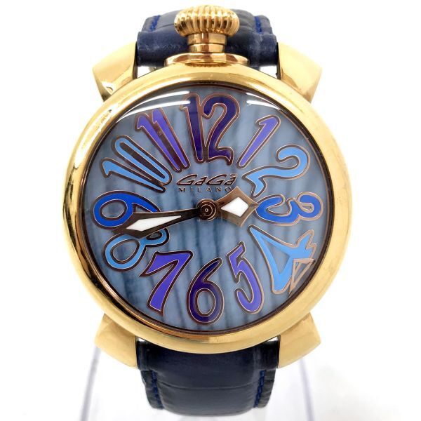 GaGaMILANO GaGa Milano MANUALE 40mana-re5021.7 wristwatch quarts analogue blue Gold collection battery replaced operation verification ending 