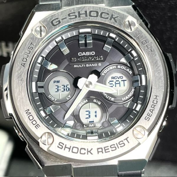 美品 CASIO カシオ G-SHOCK Gショック G-STEEL Gスチール GST-W310-1AJF 電波ソーラー 腕時計 ブラック アナログ ミドルサイズ デジタル_画像1