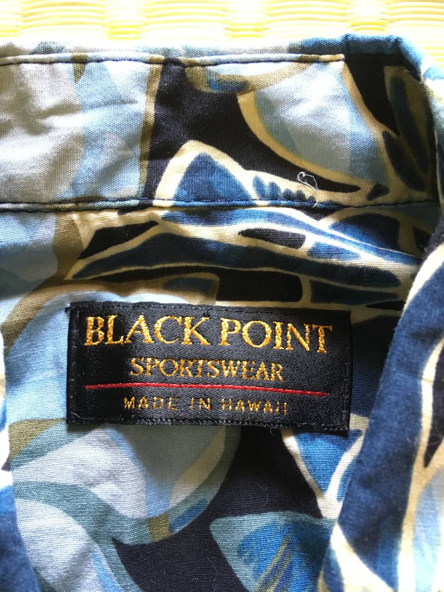 BLACK POINT SPORTSWEAR　ブラック・ポイント　アロハシャツ　　　ハワイ・ワイキキ　ハイビスカス_画像4