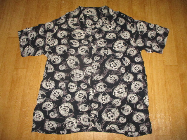 E.YAZAWA Yazawa Eikichi гавайская рубашка L искусственный шелк 100% товары для фанатов размер L прекрасный б/у старый машина * Hakosuka * Ken&Mary 