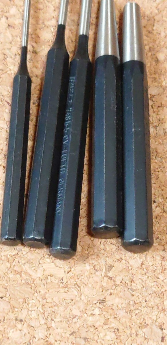 HAZET 748a-3 748b-4/5 pin punch 745a-6/8 heavy duty * drift pin punch 3,4,5,6,8mm 5 point set rare model Germany made is Z 