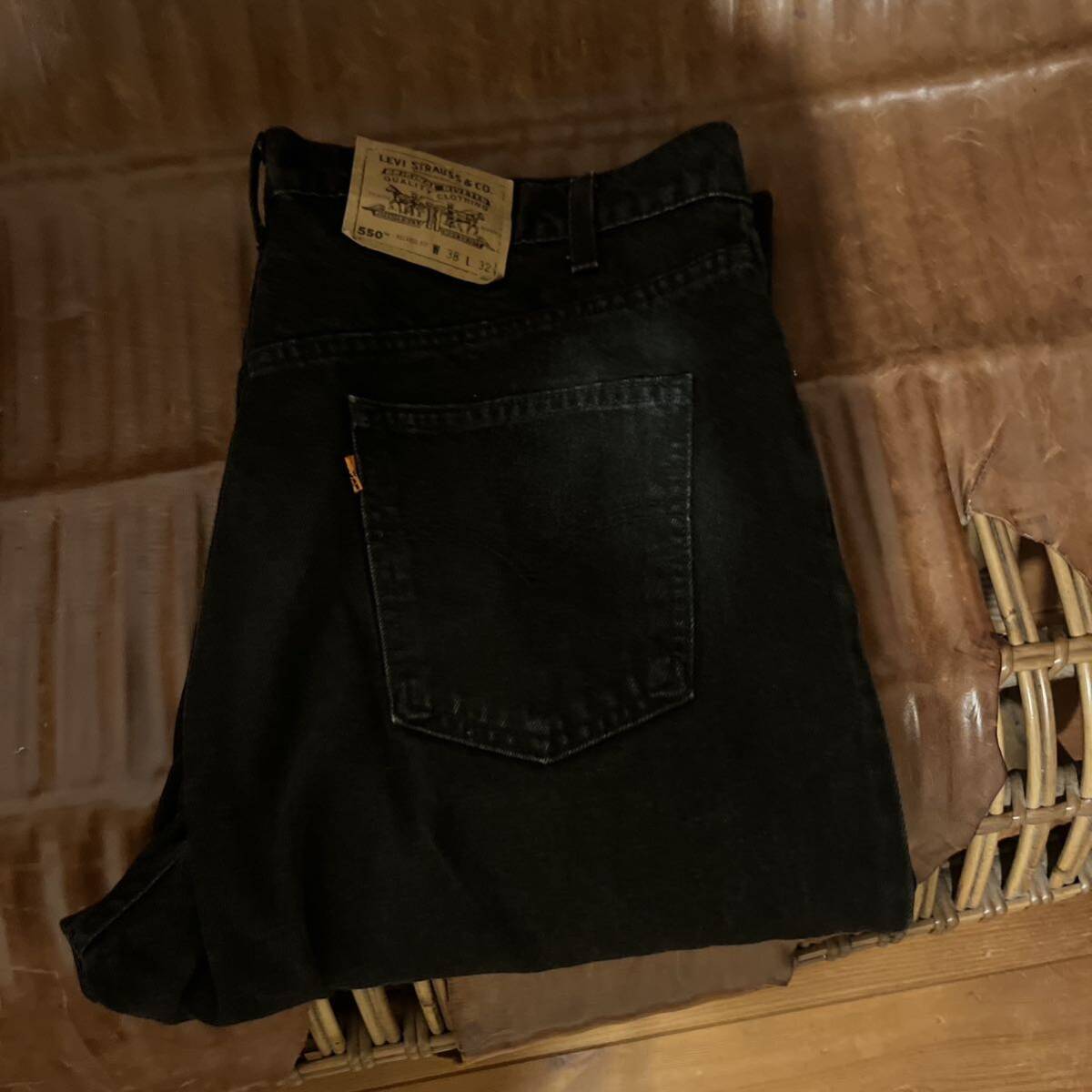 激レア☆ 極美品 先染め ブラック USA製 90s LEVI'S リーバイス 550 黒 デニム パンツ W38 _画像1