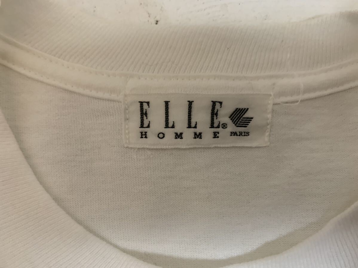 ELLE HOMME PARIS VINTAGE エルオム パリス ヴィンテージ MADE IN USA USA製 ロゴ BIKEプリント 半袖Tシャツ ホワイト L位 アーカイブ_画像10