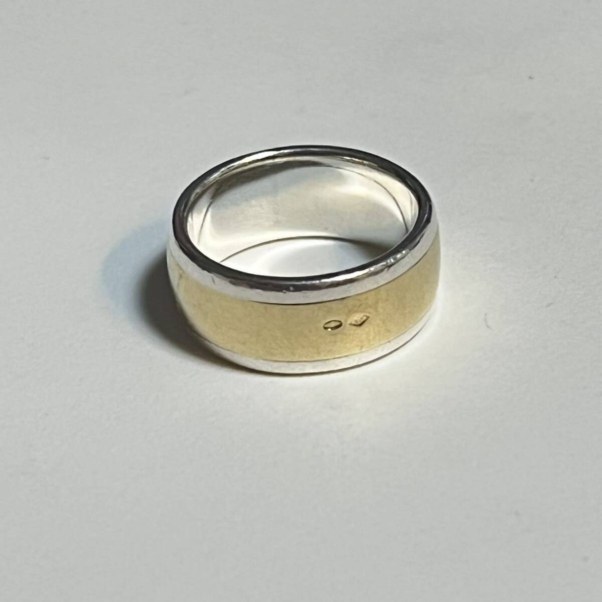 18K комбинированный кольцо Hermes H Logo Vintage редкий цена большой серебряный Gold 