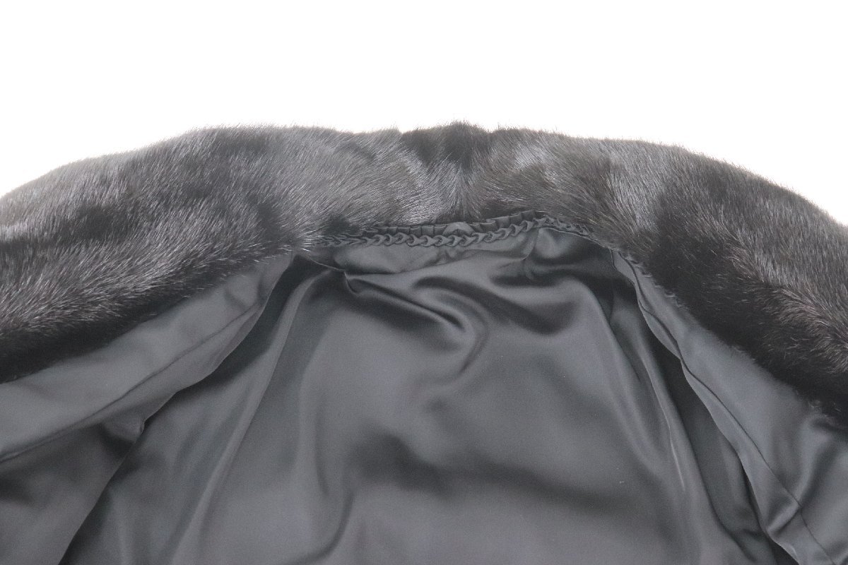 SAGAMINK サガミンク Superb Quality 毛皮 ファー ロング コート サイズ13 ブラック 黒 Ranched Mink レディース 5146-NAの画像5