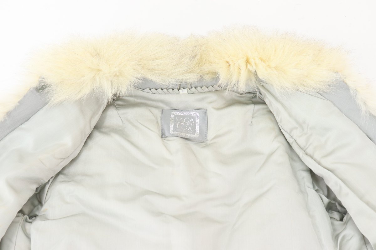 SAGAFOX サガフォックス 本毛皮 ファー コート アウター 上着 ミドル丈 サイズ11 ホワイト 白 系 レディース 5030-kkの画像4