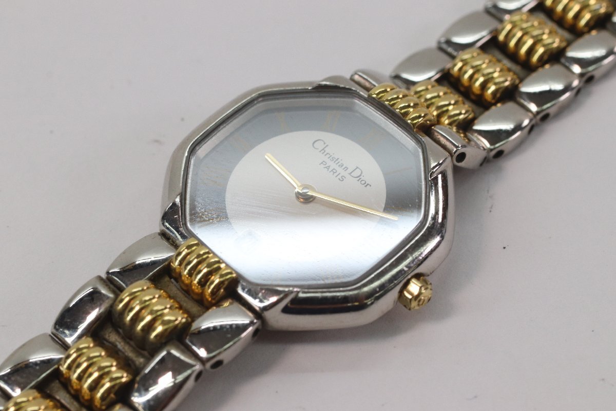 【ジャンク】Christian Dior クリスチャンディオール 48.203 オクタゴン クォーツ デイト レディース 腕時計 5439-HA_画像10