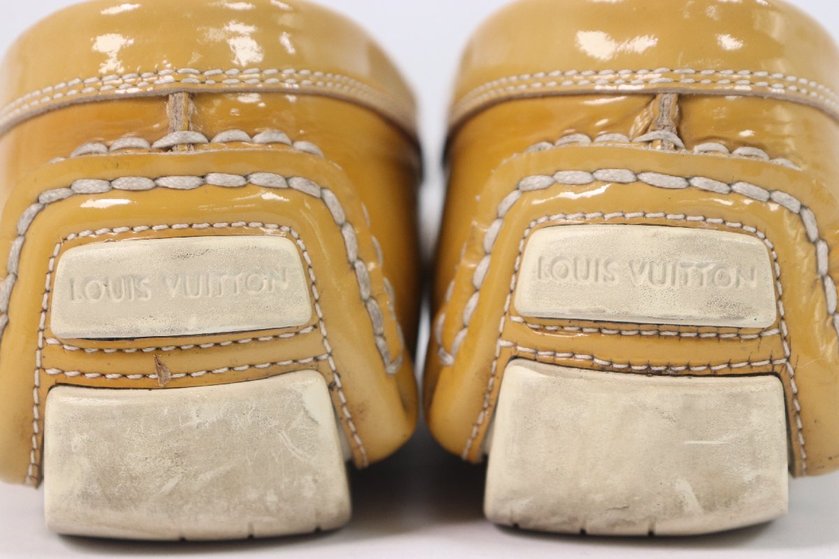 LOUIS VUITTON ルイヴィトン イタリア TD0014 パテントレザー ローファ 靴 シューズ 革 サイズ37 1/2 LV ライトブラウン系 5390-Y_画像10