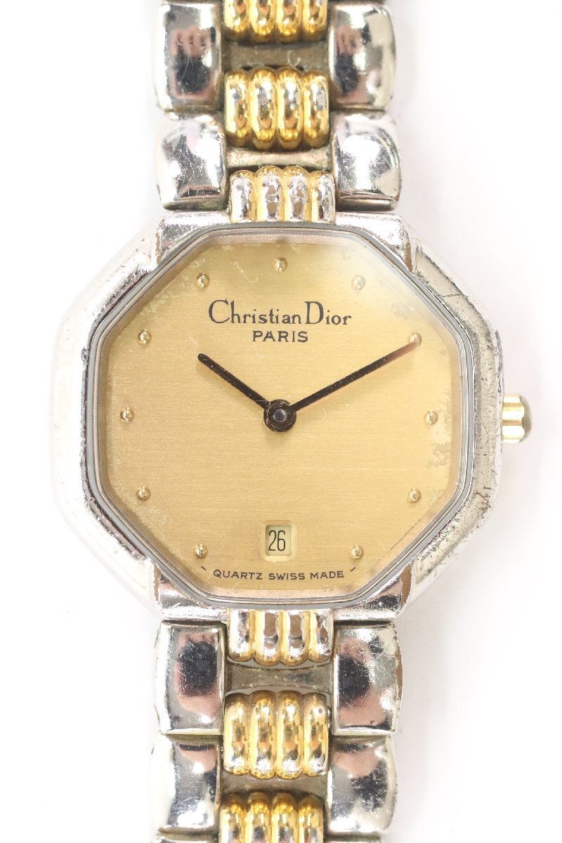 Christian Dior クリスチャンディオール 48.203 オクタゴン クォーツ デイト レディース 腕時計 5046-Nの画像1