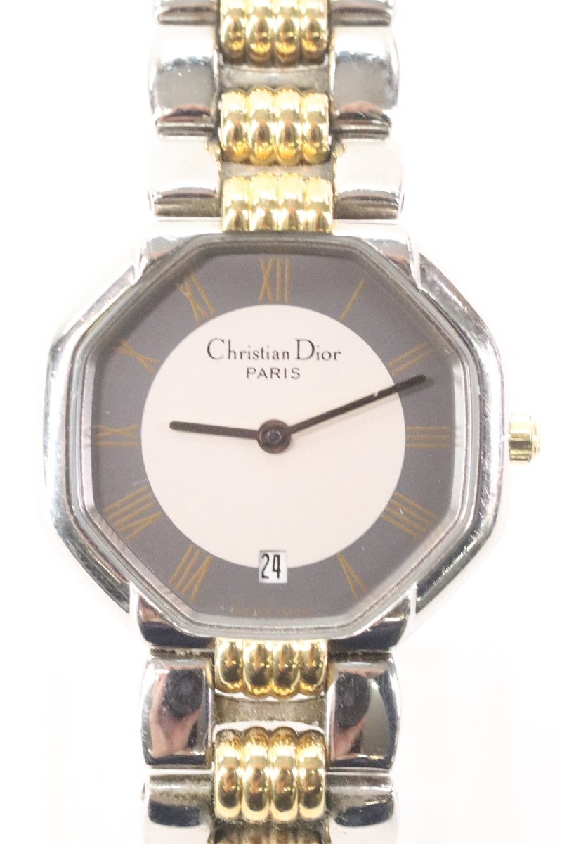 【ジャンク】Christian Dior クリスチャンディオール 48.203 オクタゴン クォーツ デイト レディース 腕時計 5439-HA_画像1