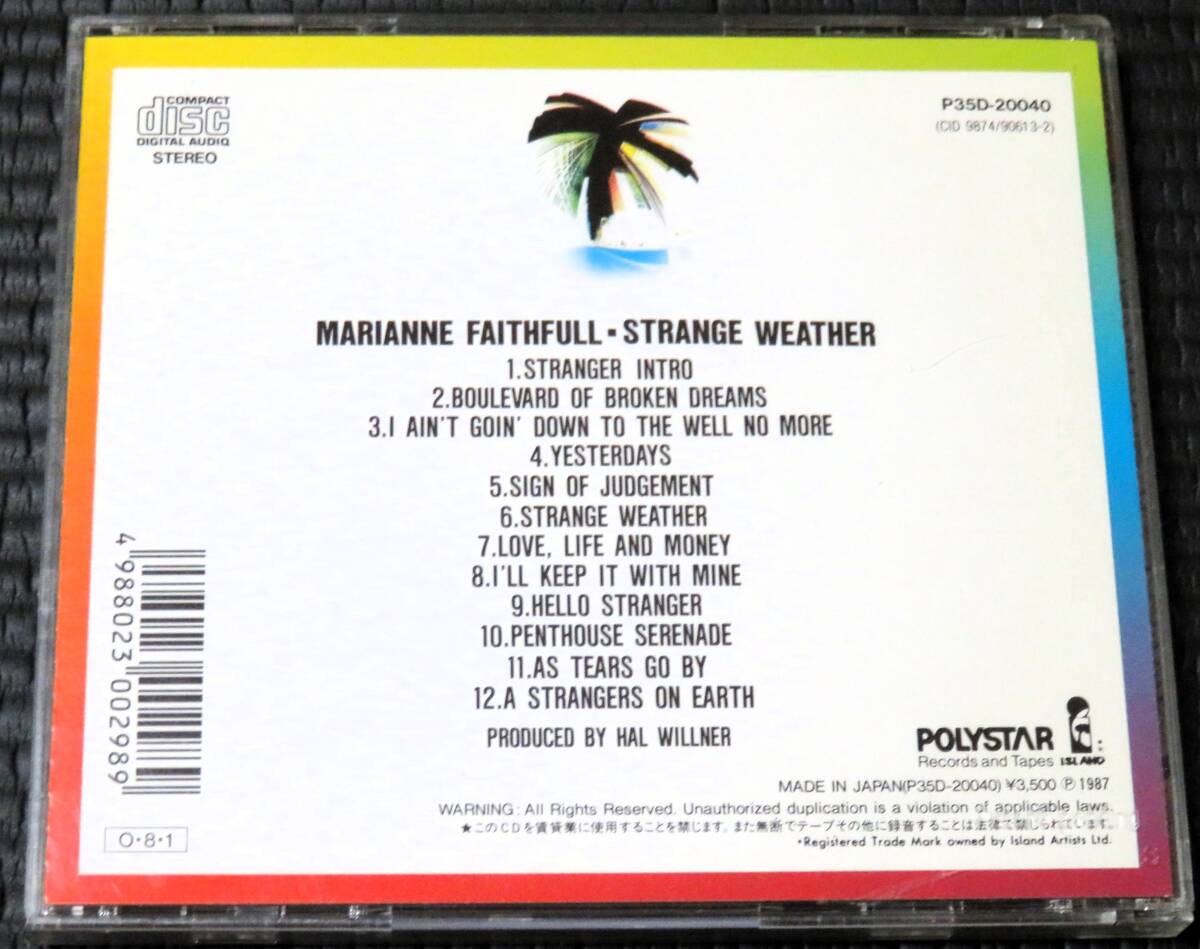 ◆Marianne Faithfull◆ マリアンヌ・フェイスフル Strange Weather ストレンジ・ウェザー 国内盤 CD ■2枚以上購入で送料無料_画像2