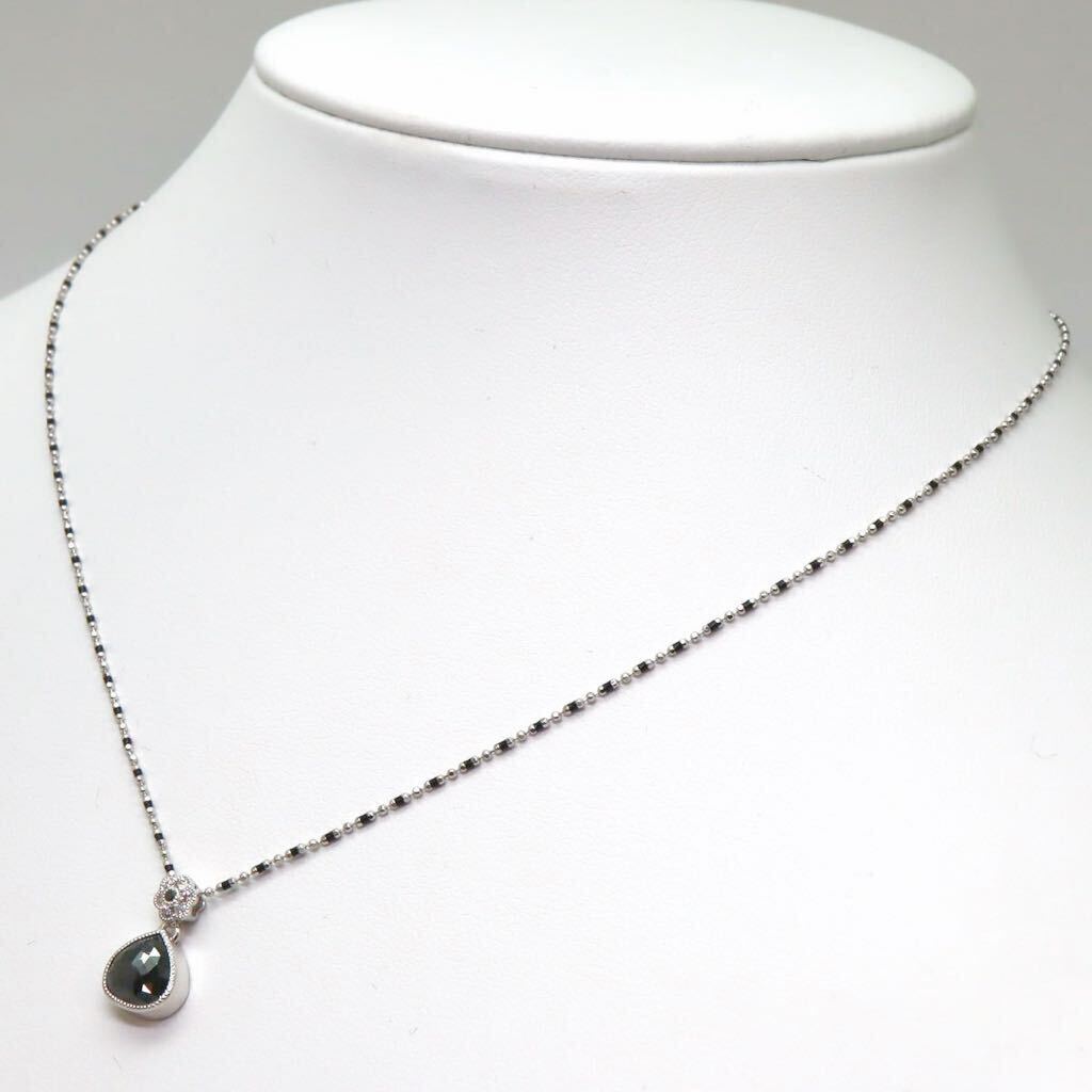  хорошая вещь!!*K18WG натуральный чёрный бриллиант Monde / натуральный бриллиант подвеска *m 4.2g 0.01/0.07/1.25ct 46.0cm diamond jewelry pendant EC6/EC8