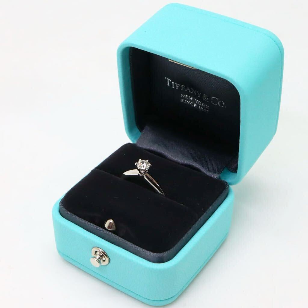 高品質!!箱・鑑定書付き!!＊TIFFANY&Co.(ティファニー）Pt950天然ダイヤモンドリング＊m 3.6g 8.0号 0.28ct diamond jewelry ring EE8/EE8_画像9