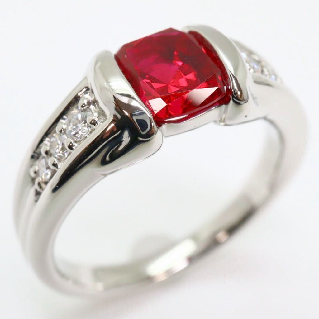 ＊CrescentVert(クレサンベール)Pt950ルビー/天然ダイヤモンドリング＊m 約10.0g 12.5号 ruby diamond jewelry ring 指輪 EE0/EE0_画像1