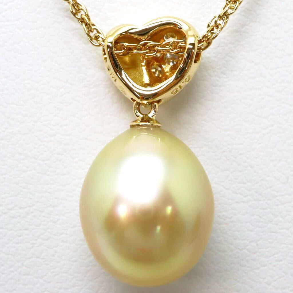 良品!!＊TASAKI(田崎真珠)K18南洋ゴールデンパール/天然ダイヤモンドペンダント＊m 7.1g pearl jewelry pendant necklace EE0/EE3_画像7