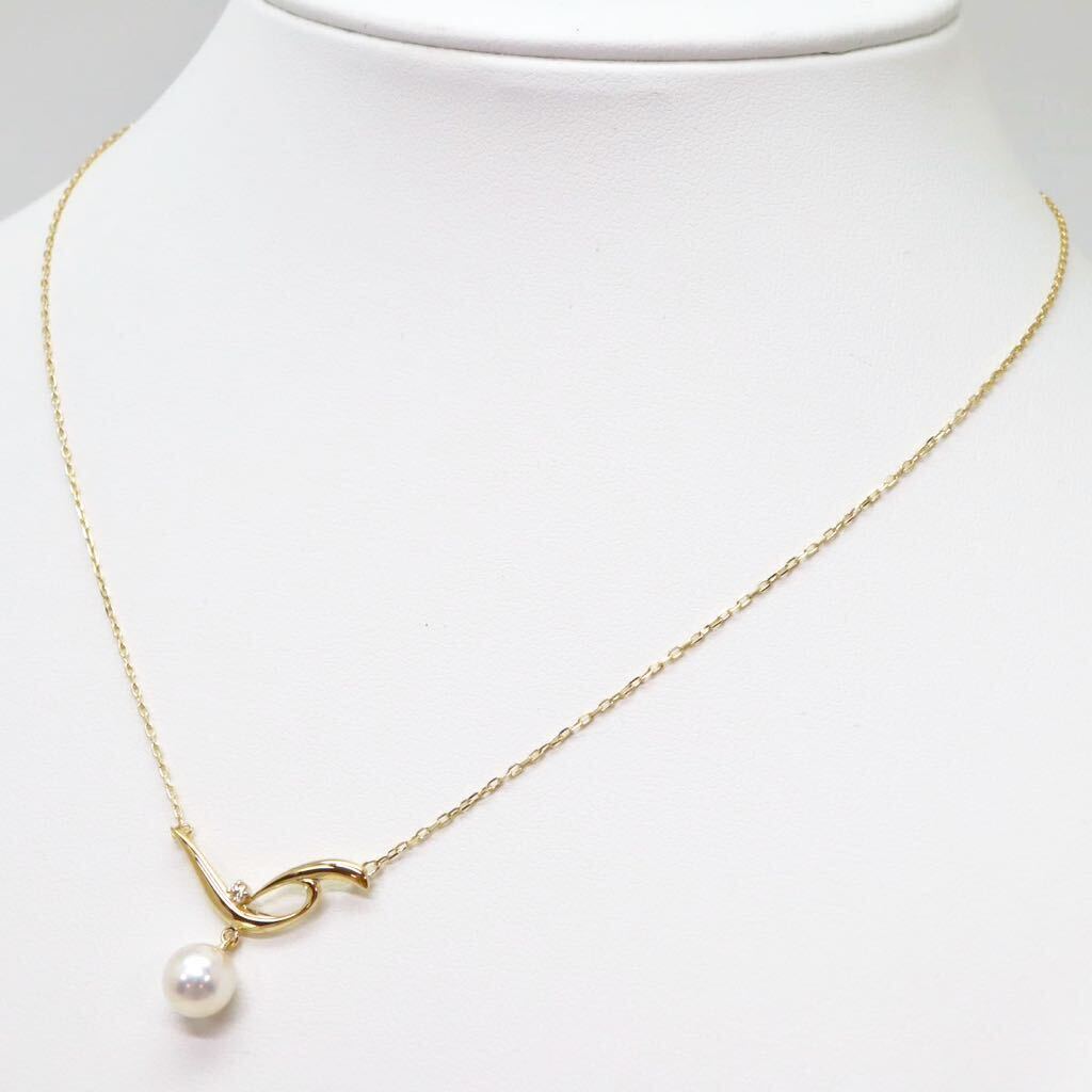 良品!!＊MIKIMOTO(ミキモト)K18アコヤ本真珠/天然ダイヤモンドペンダント＊m 2.5g 42.0cm パール pearl diamond jewelry pendant EA9/EA9_画像4