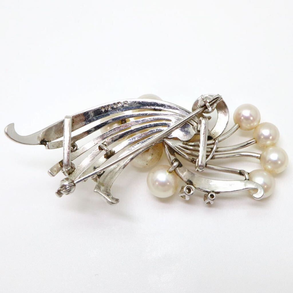 ＊MIKIMOTO(ミキモト)K14WGアコヤ本真珠/天然ダイヤモンドブローチ＊m 約14.0g pearl パール accessory broach jewelry 帯留め EG2/EG4_画像9