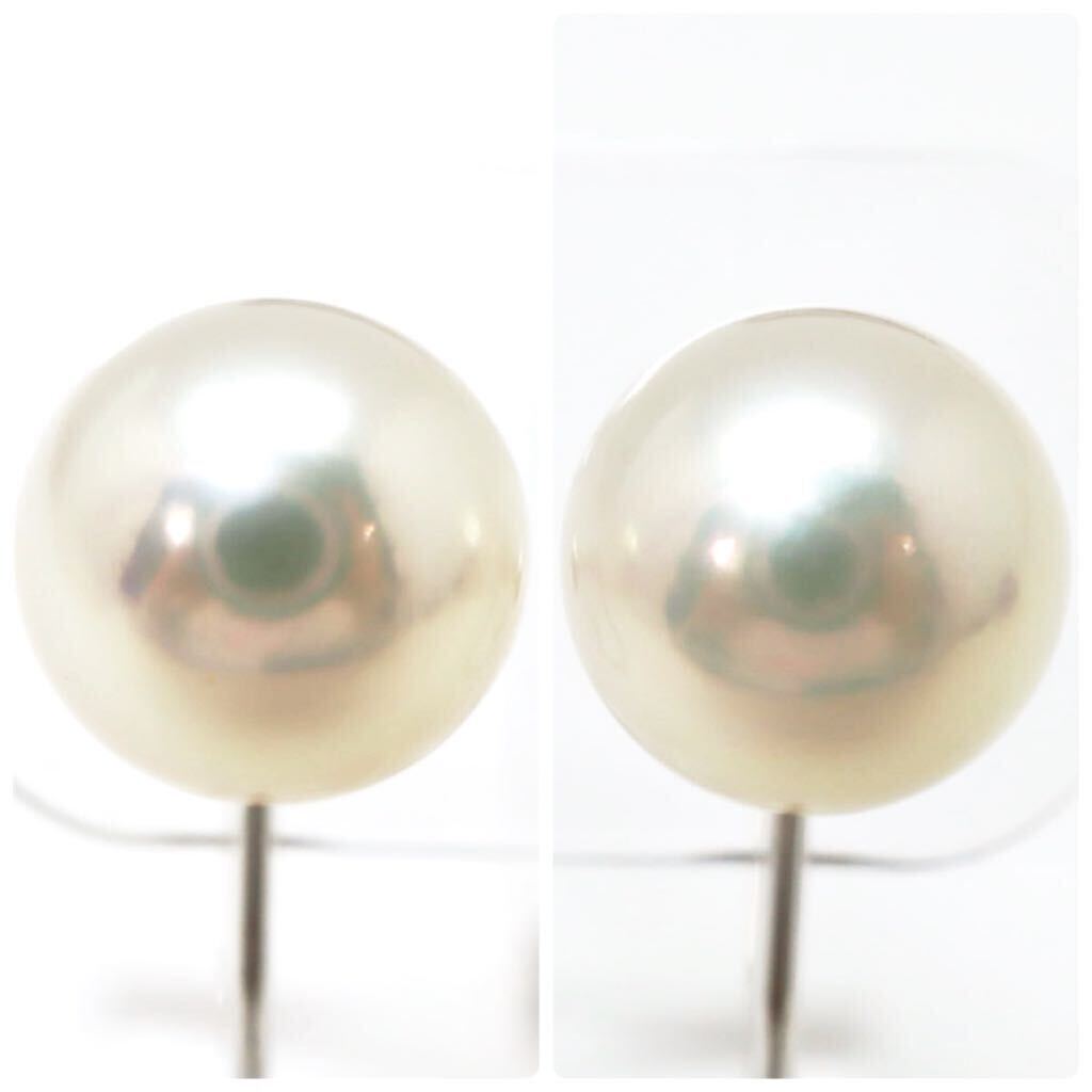 美品!!大珠!!テリ良し!!＊MIKIMOTO(ミキモト) K18WGアコヤ本真珠イヤリング＊m 約2.g 約8.0mm珠 パール pearl earring jewelry DH8/DI8_画像4