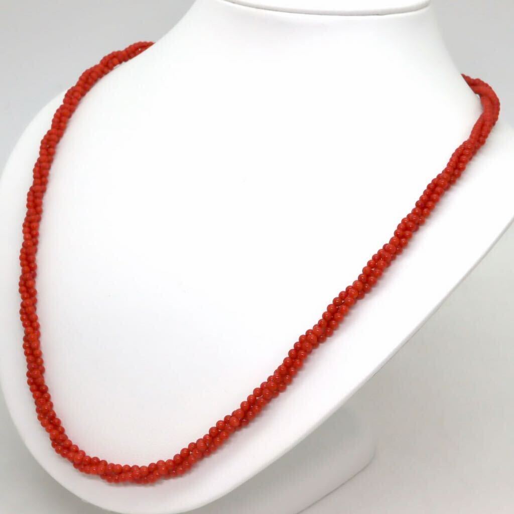 ＊天然本珊瑚3連ロングネックレス＊m 約27.3g 約60.5cm coral コーラル jewelry necklace ジュエリー silver CE0/DB0_画像3