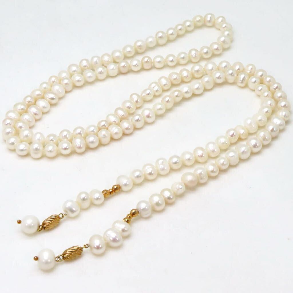 ＊K14本真珠ロングネックレス＊m 約76.7g 約102.0cm パール pearl long necklace jewelry DH0/DH0_画像3