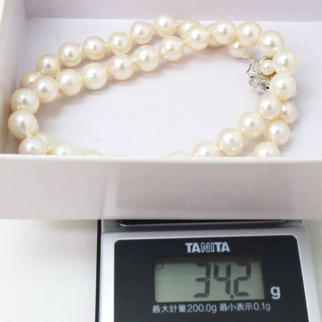 テリ良し!!＊アコヤ本真珠ネックレス＊m 約34.2g 約41.0cm 約7.5~8.0mm あこや パール pearl necklace jewelry silver CF9/CF9_画像7