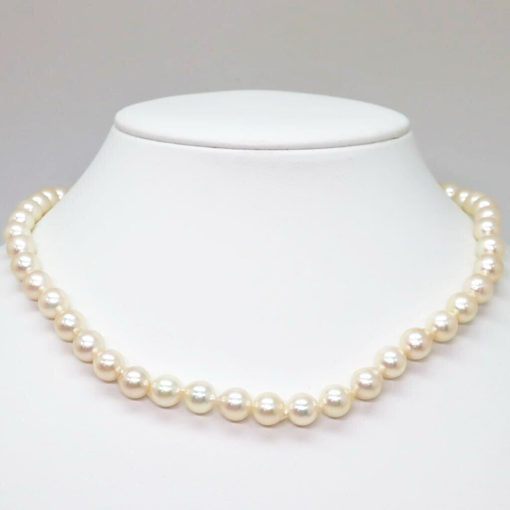 テリ良し!!＊アコヤ本真珠ネックレス＊m 約34.2g 約41.0cm 約7.5~8.0mm あこや パール pearl necklace jewelry silver CF9/CF9_画像2