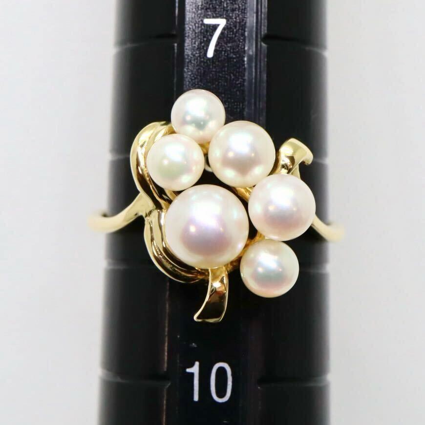 ＊MIKIMOTO(ミキモト)K18アコヤ本真珠ベビーパールリング＊m 約2.6g 約8.5号 約3.5~5.0mm珠 pearl ring 指輪 jewelry EA6/EB1_画像7