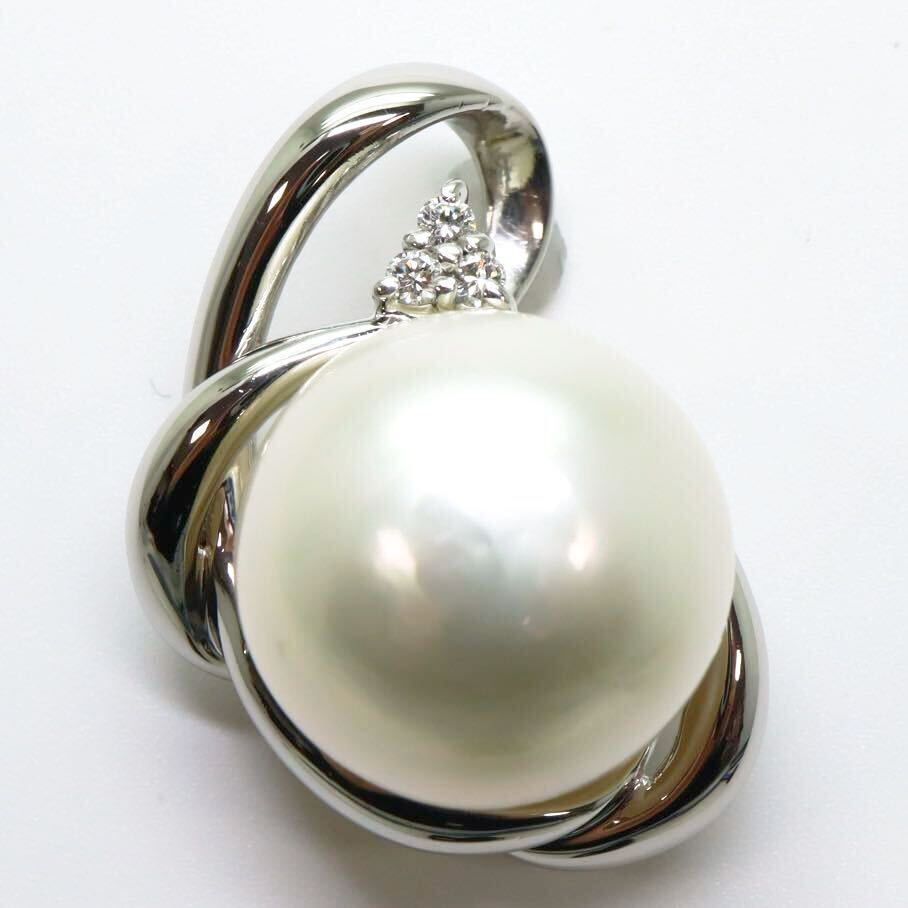  large .!!*Pt900 south . White Butterfly pearl / natural diamond pendant top *m 8.9g 0.06ct pearl diamond pendant jewelry EB6/EB6