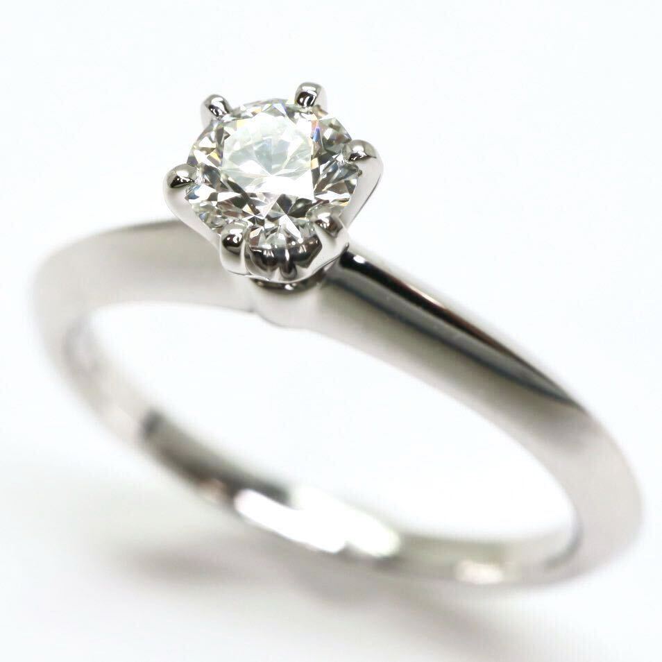 高品質!!箱・鑑定書付き!!＊TIFFANY&Co.(ティファニー）Pt950天然ダイヤモンドリング＊m 3.6g 8.0号 0.28ct diamond jewelry ring EE8/EE8_画像2