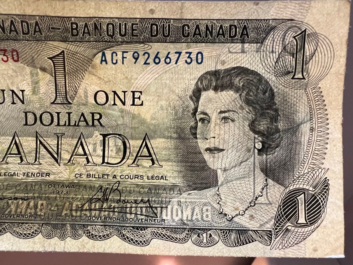 24051501.世界の紙幣-【北米】-【カナダ】1973年1ドル　紙幣札