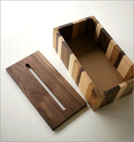 ティッシュケース 木製 おしゃれ ボックス シンプル ナチュラルウッドのモザイクティッシュボックス 送料無料(一部地域除く) map7788_蓋はウォールナット材
