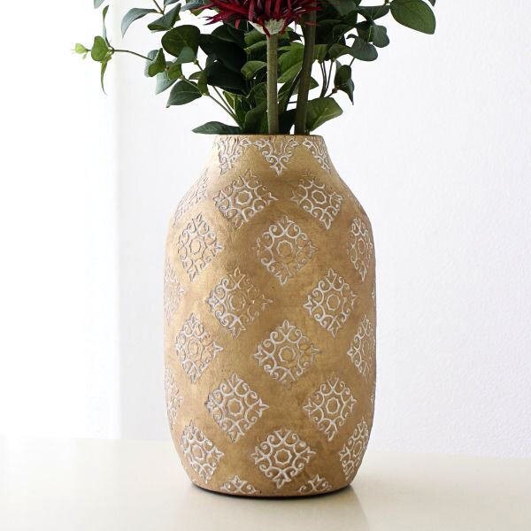 花瓶 おしゃれ 陶器 フラワーベース 花器 直径15×高さ26cm かわいい 陶器のベース MOROSアラベスク 送料無料(一部地域除く) sik5571_画像1