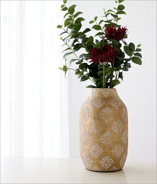 花瓶 おしゃれ 陶器 フラワーベース 花器 直径15×高さ26cm かわいい 陶器のベース MOROSアラベスク 送料無料(一部地域除く) sik5571_画像2