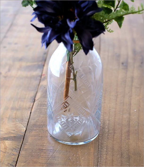 花瓶 花びん ガラスベース フラワーベース おしゃれ ガラス 花器 大きめ 透明 シンプル インドの吹きガラスベース C_画像2