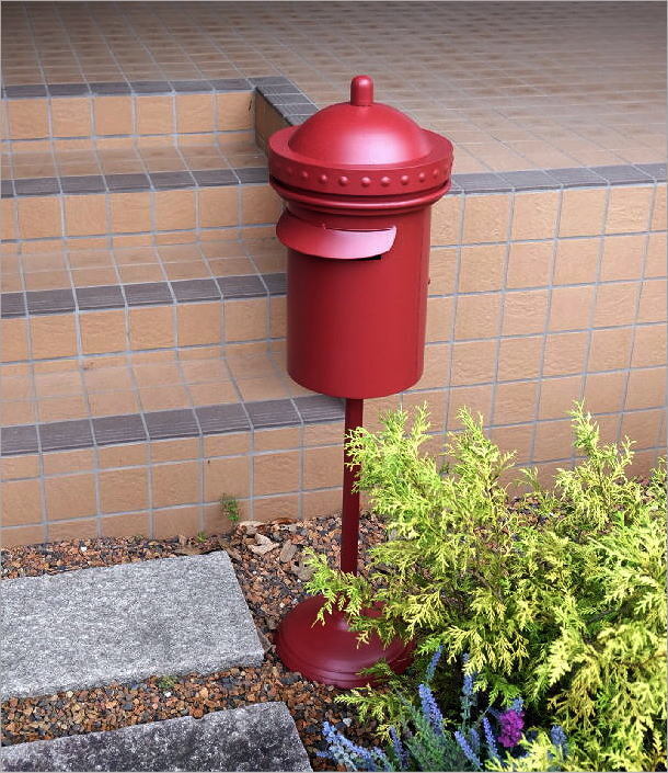 ポスト スタンド 郵便ポスト 置き型 郵便受け メールボックス おしゃれ レトロ POST Mail box アイアンポストスタンド RD_画像2